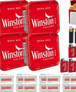 Winston Tabak 4 x Mega Box mit 2000 Extra Size Hülsen