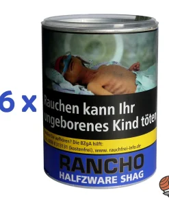 Alternative view of 6x Rancho Halfzware Shag Zigarettentabak Dose à 190g
