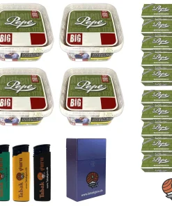 4x Pepe Rich Green Volumentabak BIG BOX à 170g, 2000 Pepe Hülsen, Zigarettenbox
