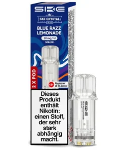 E-Zigarette: SKE Crystal Plus – Blue Razz Lemonade – Prefilled Pod 2er Pack – 2ml 20mg NicSalt