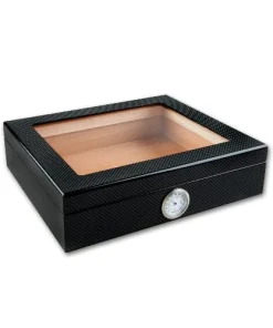 Alternative view of Humidor-Set Carbon-Design mit Glasdeckel 26x22x6,5cm