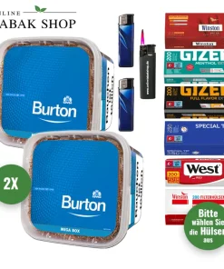 Alternative view of Burton Tabak Blue (2 x 270g) + 1.000 Hülsen (wählbar) + 2 Feuerzeuge + 1 Sturmfeuerzeug